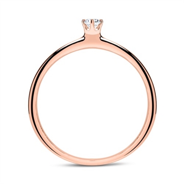 Solitaire ring i 14 kt. Rosaguld med Diamant - 0,10 ct.